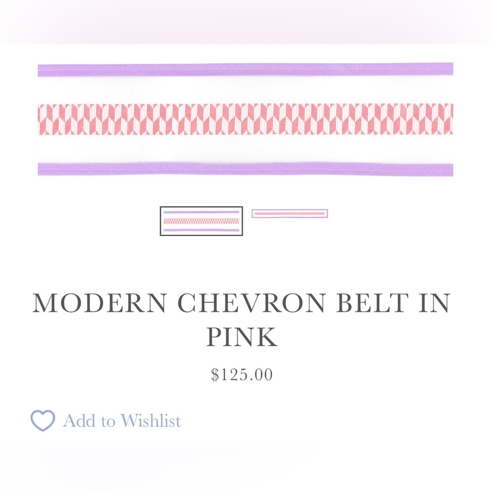Modern Chevron Belt in Pink Needlepoint Canvas